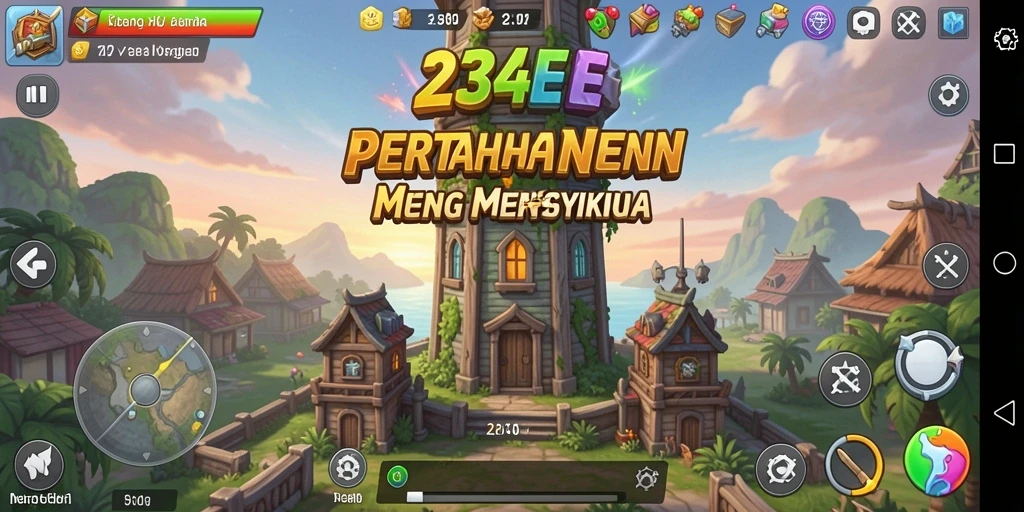 Gameplay seru 234E dengan menara pertahanan yang strategis.