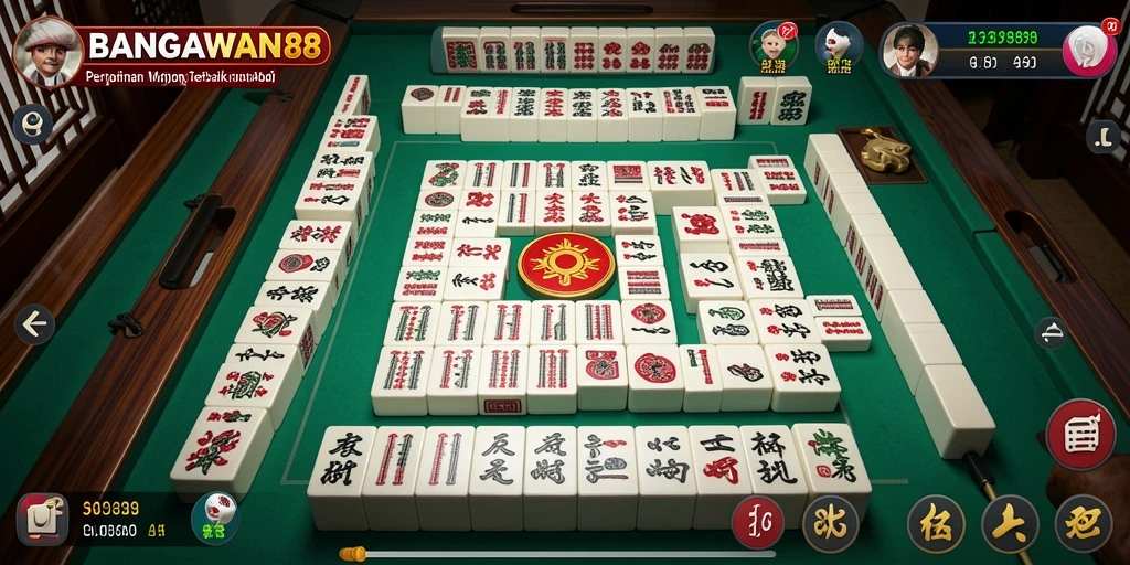 Tampilan menakjubkan dari gameplay Mahjong di BANGSAWAN88.