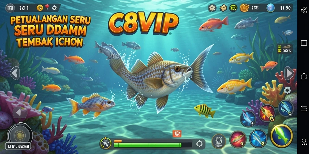 Tampilan gameplay C8VIP yang menarik dengan aksi menembak ikan.