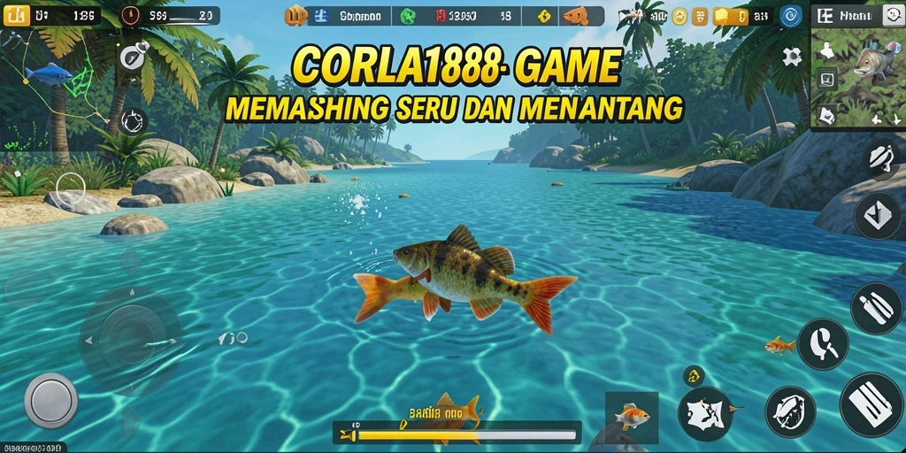 Screenshot gameplay CORLA188 menampilkan aksi memancing yang mendebarkan.