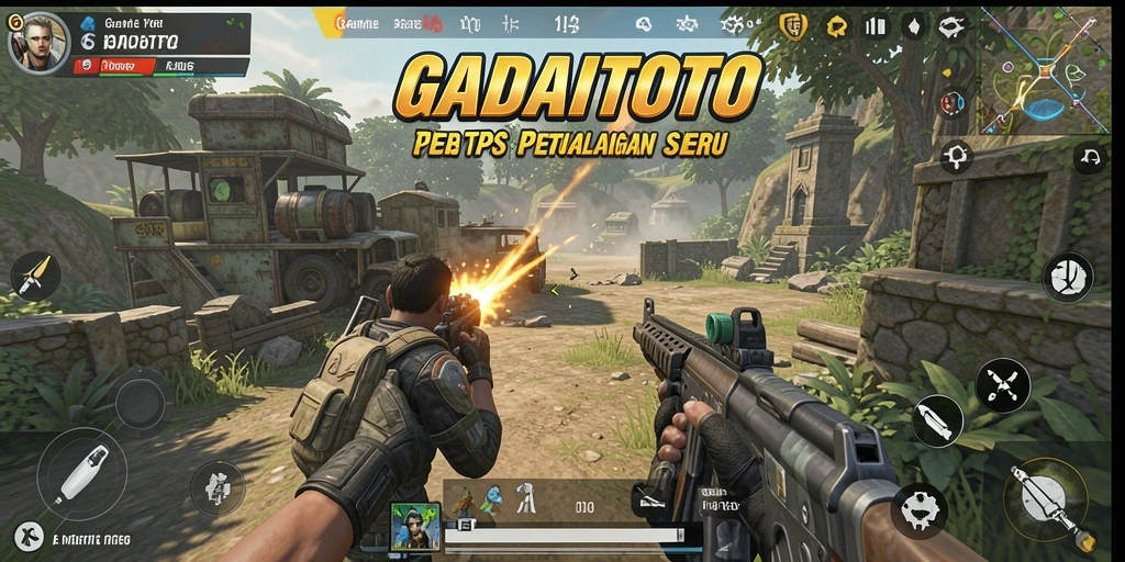 Screenshot utama GADAITOTO menampilkan aksi seru dalam gameplay TPS.