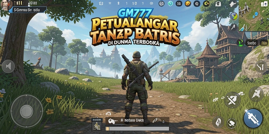 Tangkapan layar GM777 menampilkan petualangan seru di dunia terbuka.