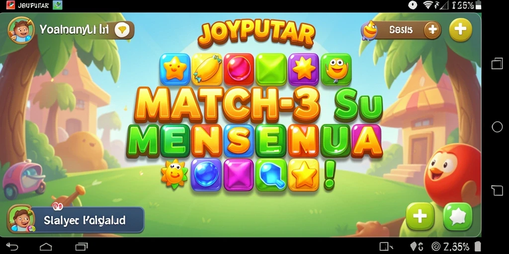 Screenshot gameplay JOYPUTAR yang menampilkan kombinasi elemen warna-warni.
