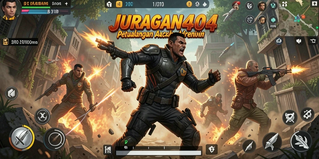 Screenshot menampilkan aksi seru dalam JURAGAN404.