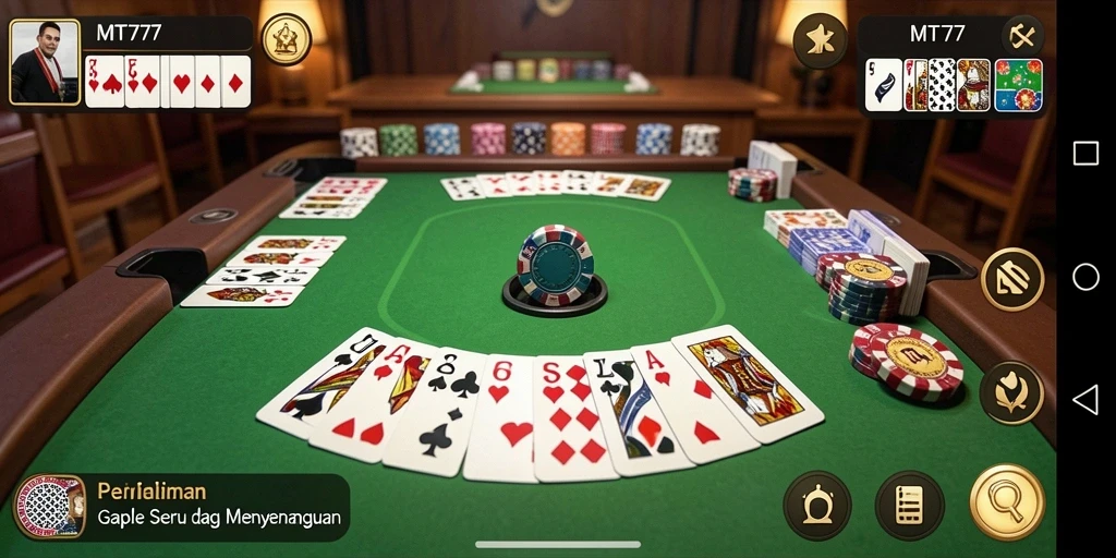 Screenshot gameplay Gaple yang menampilkan momen seru di MT777.