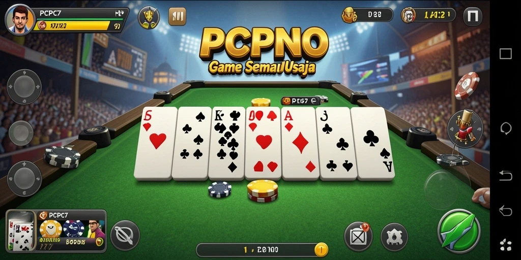 Screenshot utama PCPC7 menampilkan gameplay Domino yang seru dan interaktif.