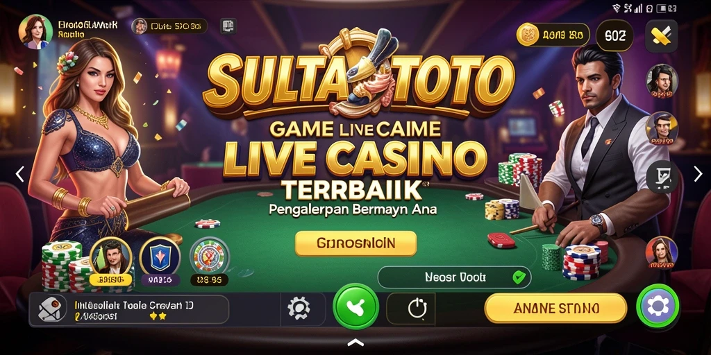 Screenshot gameplay SULTANTOTO menampilkan dealer langsung yang profesional dan suasana kasino yang nyata.